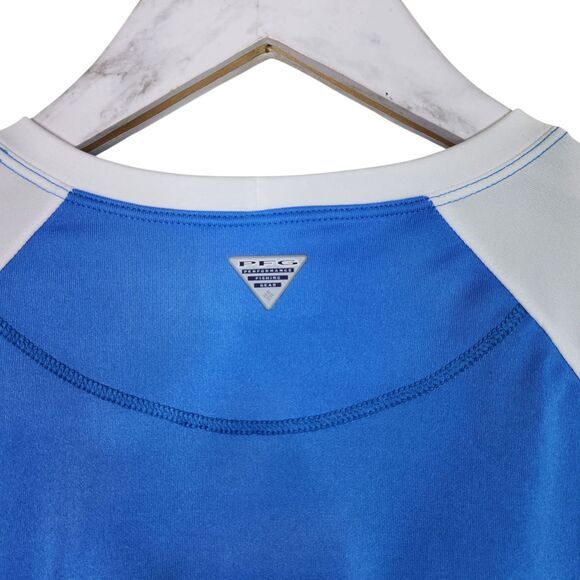 COLUMBIA PFG Omni-Shade Sun Protection Shirt‎ XS Blue White Long Sleeve Womens - Picture 9 of 13